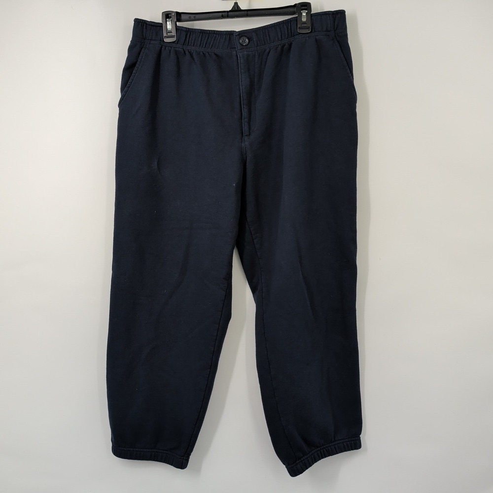 LL Bean Mens XL 28 Navy Blue Fleece Lined Sweatpants Zip Joggers 516165 36X26